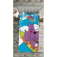 thumbnail image 3 of Ambesonne Ride the Wave Quilted Bedspread Set 2 Pcs, Cartoon Bulldog, Twin Size, Multicolor, 3 of 3