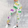 thumbnail image 2 of KHONTS Mardi Gras Printed Leggings for Women Stretchy Colorful Pants Yoga Sport Athletic Tights 06-White XL, 2 of 4