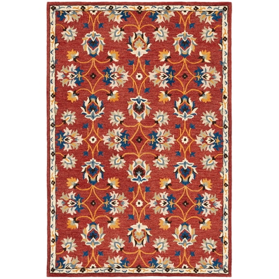 SAFAVIEH Micro-Loop Kasandra Medallion Area Rug, Rust/Blue, 8' x 10'