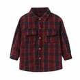 thumbnail image 2 of LFEOOST 2024 Toddler Kids Plaid Flannel Button Down Shirt Long Sleeve Lapel Jacket Baby Girls Boys Fall Outwear Coat Red 6-7 Years, 2 of 9