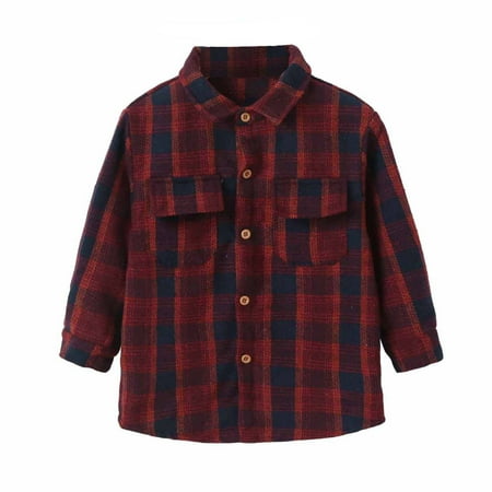 

Little Kids Toddler Baby Boy Girl Flannel Shirt Jacket Classic Plaid Long Sleeve Button Down Fall Flannel Shacket Coat Tops