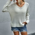 thumbnail image 6 of JINMGG V Neck Sweaters for Women Fall Winter Clearance,Women Fashion V-neck Loose Pullover Color Long Sleeves Sweater Tops, 6 of 9