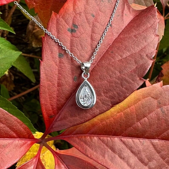 New Jewels 2Ct Pear Cut Simulated Diamond Solitaire Women's Pendant Necklace 14K White Gold Plated