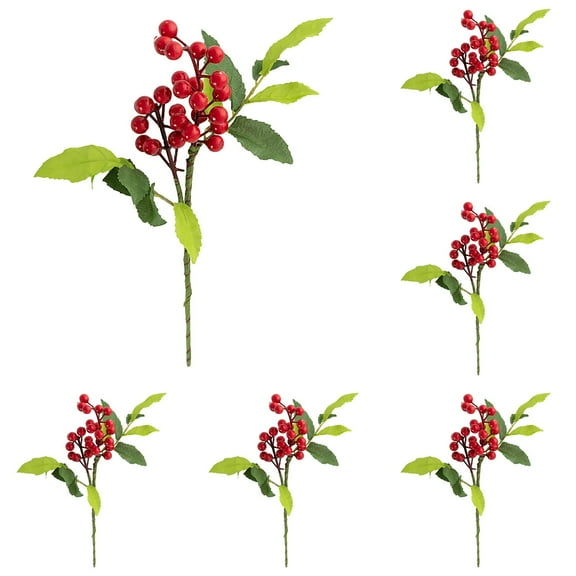 MOQIN 10 Pack Artificial Red Berry Stems Branches, Fake Burgundy Berry Picks Holly Berries for Christmas Tree Xmas Wreath Decorations Floral Arrangements Home Holiday DIY Crafts Decor