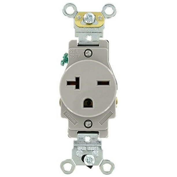 Leviton 5461GY 20 Amp, 250 Volt, Industrial Heavy Duty Grade, Single