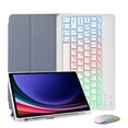 thumbnail image 2 of Rainbow Backlit Keyboard Cover For Samsung Galaxy Tab S9 FE Case with Pencil Holder For Galaxy Tab S9 FE 10.9 inch Tablet Cover gray with mouse Hebrew, 2 of 6