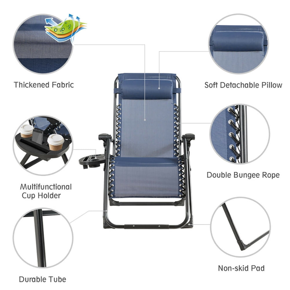 Aimee Lii Oversize Lounge Chair with Cup Holder of Heavy Duty for Outdoor, Outdoor Patio Furniture, Navy