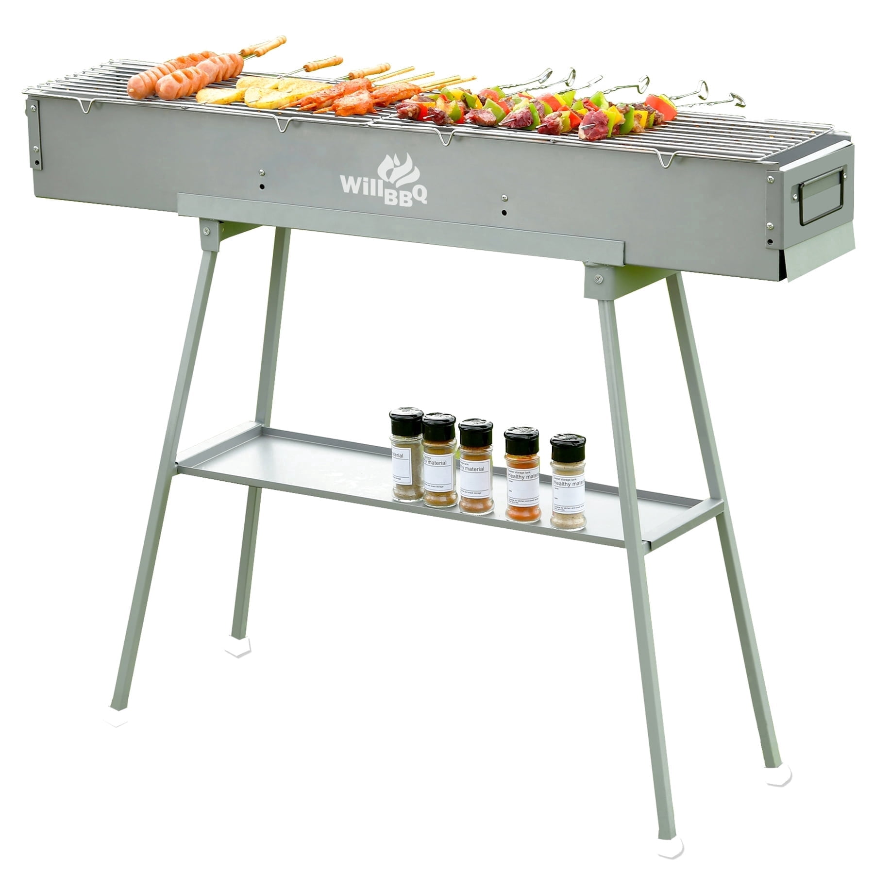 WILLBBQ Charcoal Grills Commercial Quality Portable Hibachi BBQ Lamb Skewer Folded Camping Barbecue Grill for Backyard Outdoor Cooking Use(39.4x7.1x5.1 inch) - The Perfect Gifts for Grill Lovers