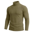 thumbnail image 6 of Mifsaly Mens Turtleneck Sweaters Slim Fit Long Sleeve Ribbed Knit Sweaters Comfortable Stretchy Warm Fall Winter Undershirt Tops Army Green,S, 6 of 8