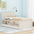 thumbnail image 3 of Euroco Wood Twin Size Platform Bed with Trundle and Storage Cabinets, Cream White, 3 of 12