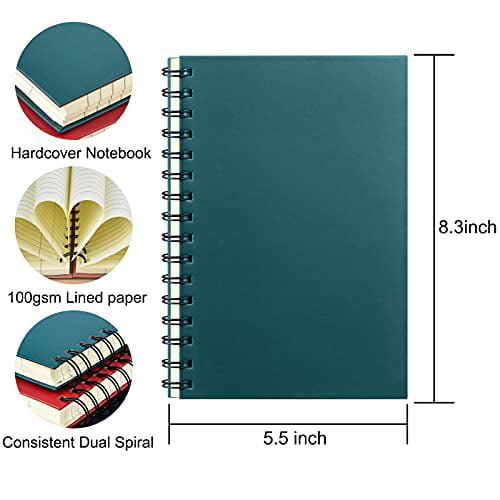 Coopay 4 Pack A5 Hardcover Spiral Notebook College Ruled Notebooks Journal Diary Planner Lined Notebook with Removable dividers for School Office Business Supplies 8.3 x 5.5 inch 