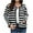 DT--Black, variant on DailyTrove Women's Striped Hooded Cardigan, Long Sleeve, Casual Gym & Lounge Wear, Lightweight Cotton Blend, Plus Size Friendly