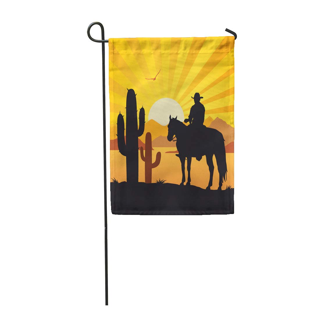 KDAGR Orange Silhouette American Cowboy Horse Wild West Sunset