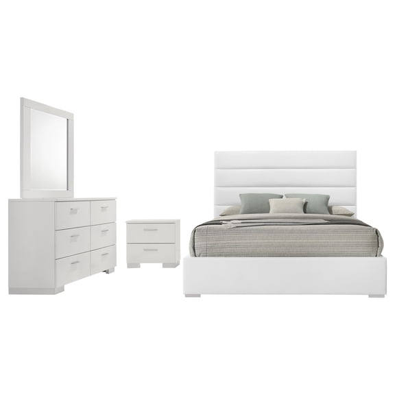 Felicity 4-piece Eastern King Bedroom Set White High Gloss