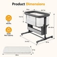 thumbnail image 6 of COFUNOK Baby Bassinet,Baby Bassinets Bedside Sleeper With 360° Swivel Wheels,Bedside Bassinet for Newborns,7 Adjustable Height,Full-Mesh Sides,Large Storage Basket-Dark gray, 6 of 6