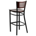 thumbnail image 5 of BizChair 2 Pk. Black Slat Back Metal Restaurant Bar Stool, Mahogany Wood Back and Seat (Set of 2), 5 of 8