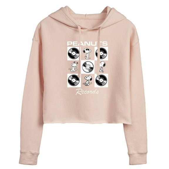 Peanuts - Snoopy Vinyl - Juniors Cropped Pullover Hoodie