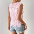 thumbnail image 5 of Womens Lace Tops Sleeveless V Neck Tank Tops Summer Crochet Beach Blouses Scalloped Hem Floral Print Loose Fit Lightweight Boho Top, 5 of 8