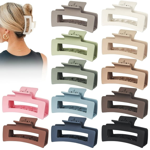 Vigorpace 12 Pack Hair Clips for Women, 4.1" Large Hair Claw Clips for Women Thick Thin Hair, Strong Hold Big Banana Clips