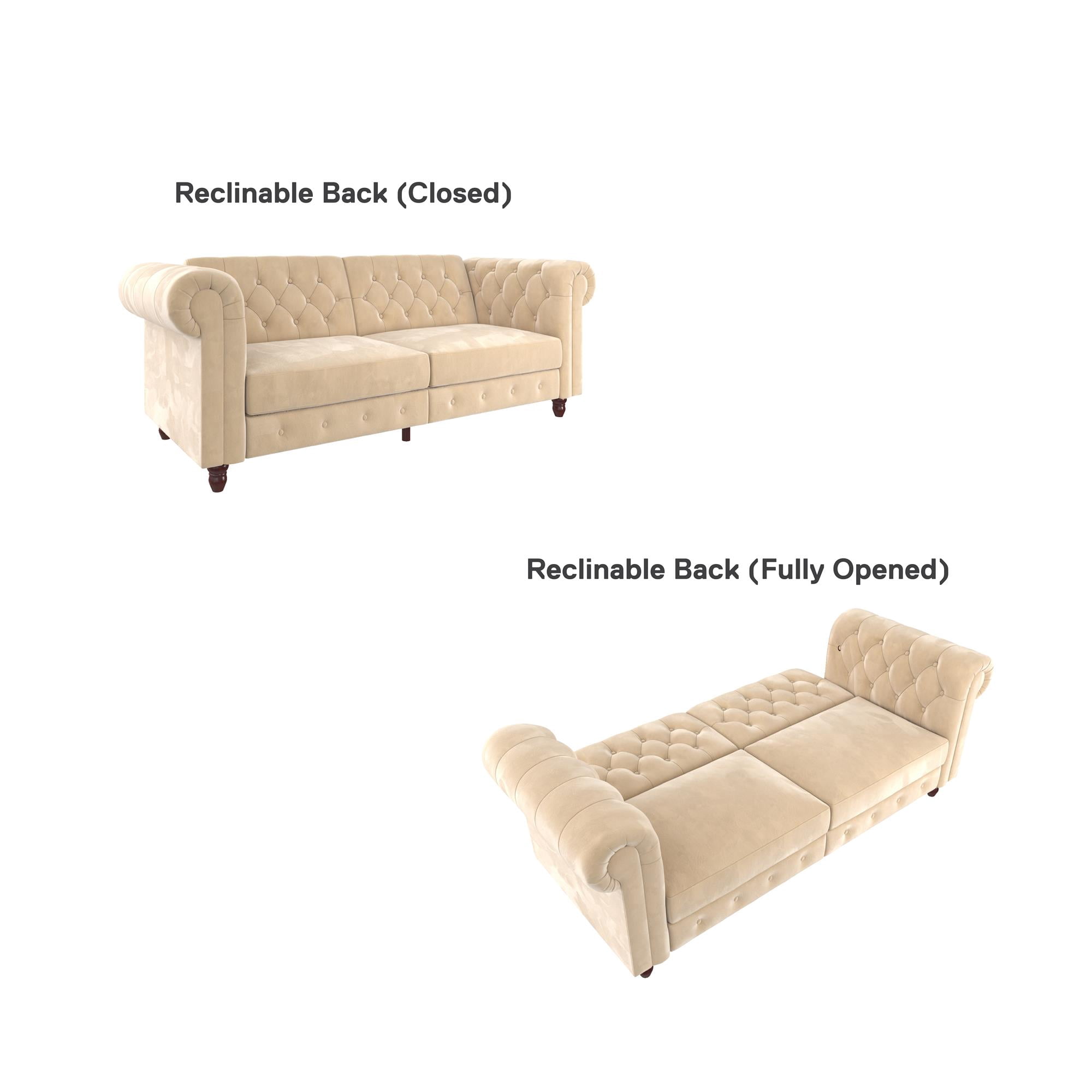 DHP Felix Chesterfield Coil Sofa Futon, Ivory Velvet