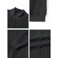 thumbnail image 6 of Men'S Mock Neck Vertical Cable Knit Long Sleeve Pullover Sweater Black S, 6 of 7