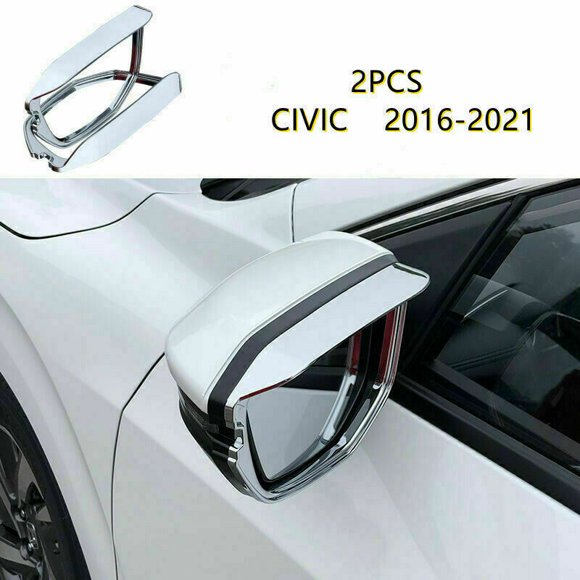 Chrome Rearview Mirror Rain Eyebrow Cover Trim for Honda for Civic 2016 - 2021-