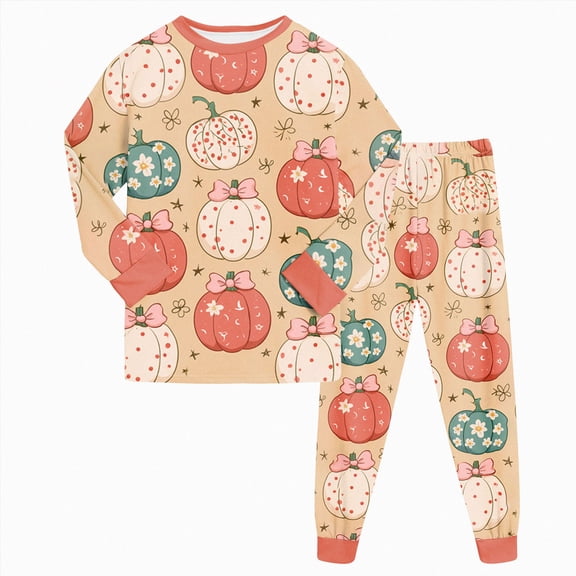 CAICJ98 Toddler Girl Halloween Pajamas Pumpkin Ghost Boy Pajamas Soft Cotton Long Sleeve Pjs Set Kids 2 Piece Snug Fit Sleepwear (6-7 Years,Red)