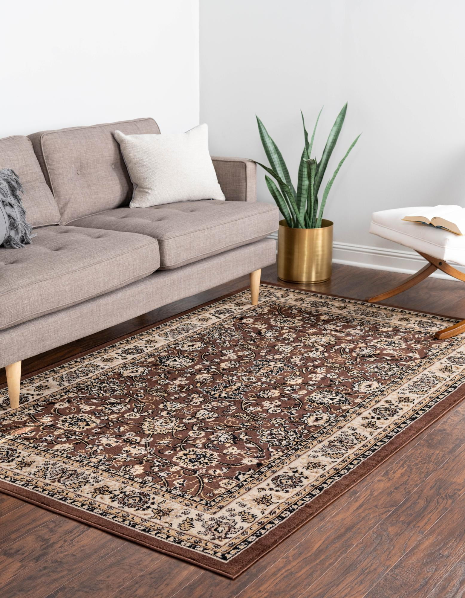 Rugs.com Yasmin Collection Rug – 5' x 8' Brown Medium Rug Perfect For Bedrooms, Dining Rooms, Living Rooms