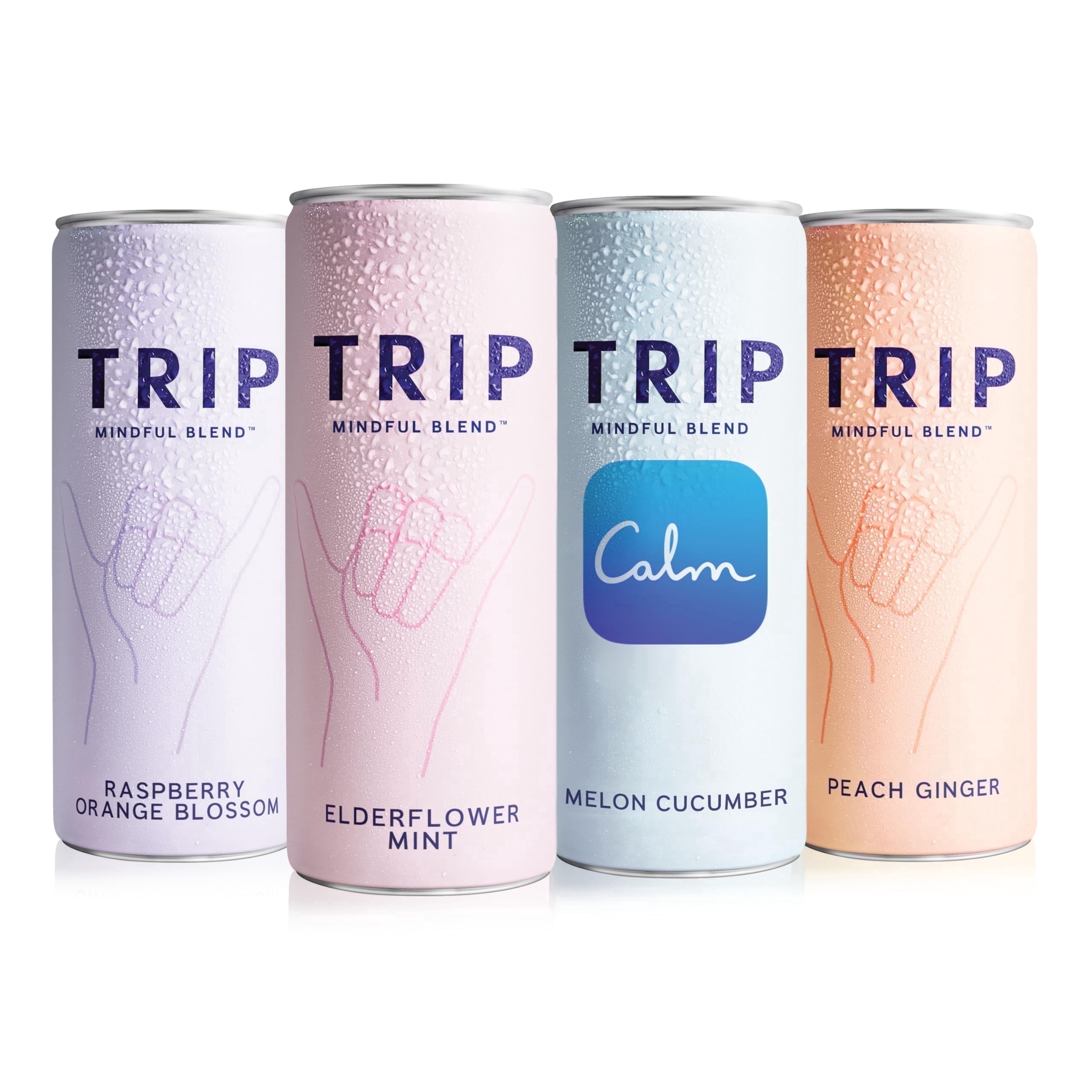 TRIP Sparkling Magnesium Drink, Variety Pack Flavor, 12 oz, 12 Pack, Adaptogen Drink With Ashwagandha and Lions Mane