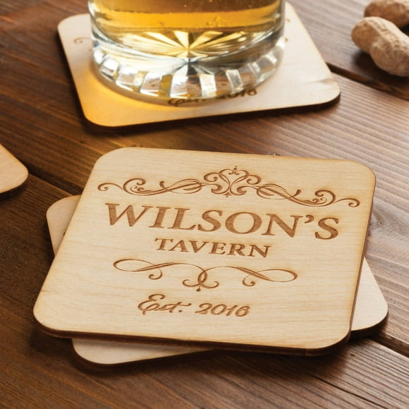 Set of 4 Personalized Wood Coasters