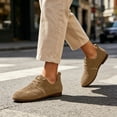 thumbnail image 2 of Womens Leather Sneakers Wide Toe Box Oxfords Flats Dressy Comfortable Round Toe Non Slip Business Work Loafers Retro Casual Lace up Soft Soled Cushion Lightweight Shoes Brown 7, 2 of 6