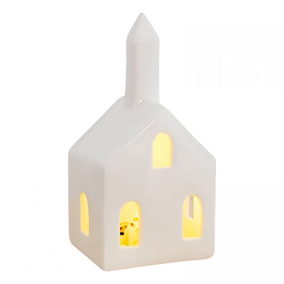 ACDANC White Ceramic Christmas Village Houses,Christmas House Night Light,Light Up Christmas House,White Porcelain Village Houses with Built-In Led Lights,Christmas Town Scene Collection Buildings