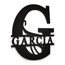 JASS GRAPHIX Garcia 12" Black Aluminum Composite Monogrammed Sign Door Wall Decor Last Name Signs for Home Personalized