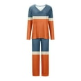 thumbnail image 4 of biudgviw Womens Pajama Sets Trendy Color Block Long Sleeve Sleep T-Shirts Baggy Comfy Long Pants Loungewear Sleepwear Sets, 4 of 5