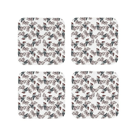 

Tideii Bird for Leather Coasters 4 Pieces Anti-fouling and Anti-scalding Decorative Coasters Suitable for Restaurants Kitchens Coffee Shops-Square