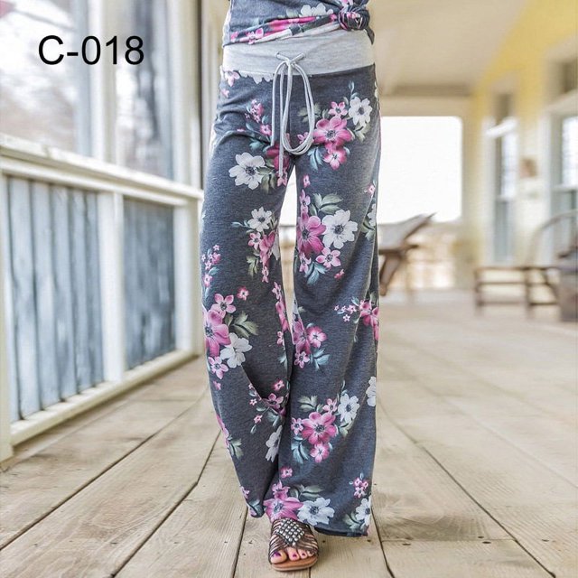 RWJDXD Pantalon de Plage Ample et Confortable pour Femmes, Imprimé Floral, Large, Mode Été