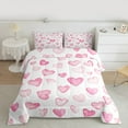 thumbnail image 3 of Manfei Graffiti Heart Print Bedding Comforter Set,Cartoon Pattern Twin Comforter Sets,White Pink Ombre Bedding Set For Princess,Ultra Soft Home Decor Reversible,2 Pieces, 3 of 9