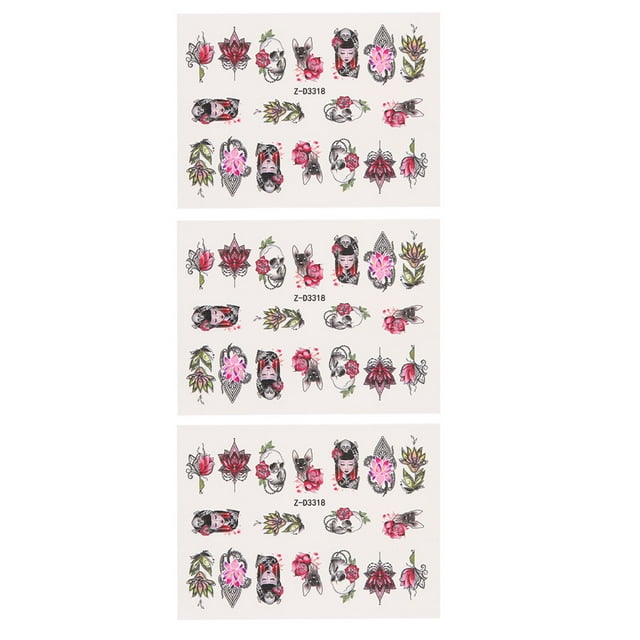 3 hojas 5D decoración de uñas pegatina autoadhesiva en relieve DIY calcomanías de manicura ToolZ-D3318