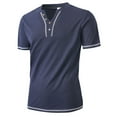 thumbnail image 6 of Mens Shirts Plus Size under $5 Short Sleeved V-neck Pocket Summer Casual Solid Color Shirt Navy XL, 6 of 6
