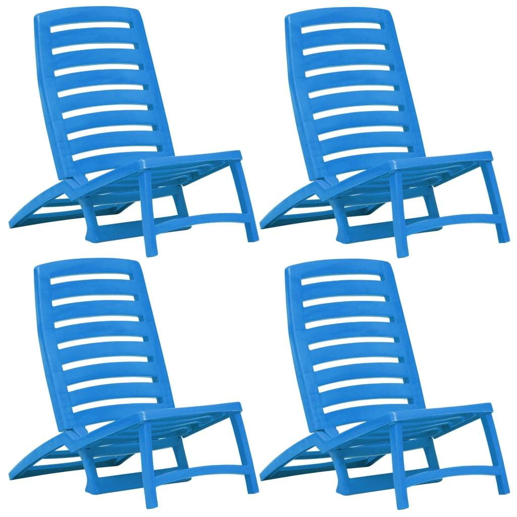 vidaXL 4x Folding Beach Chairs Plastic Beach Seat Outdoor Chair Multi