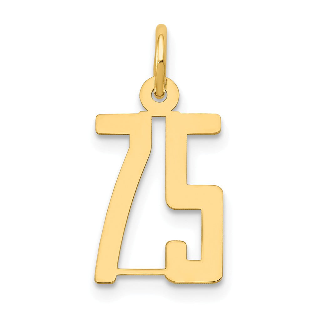 14K Yellow Gold Small Polished Number 75 Charm