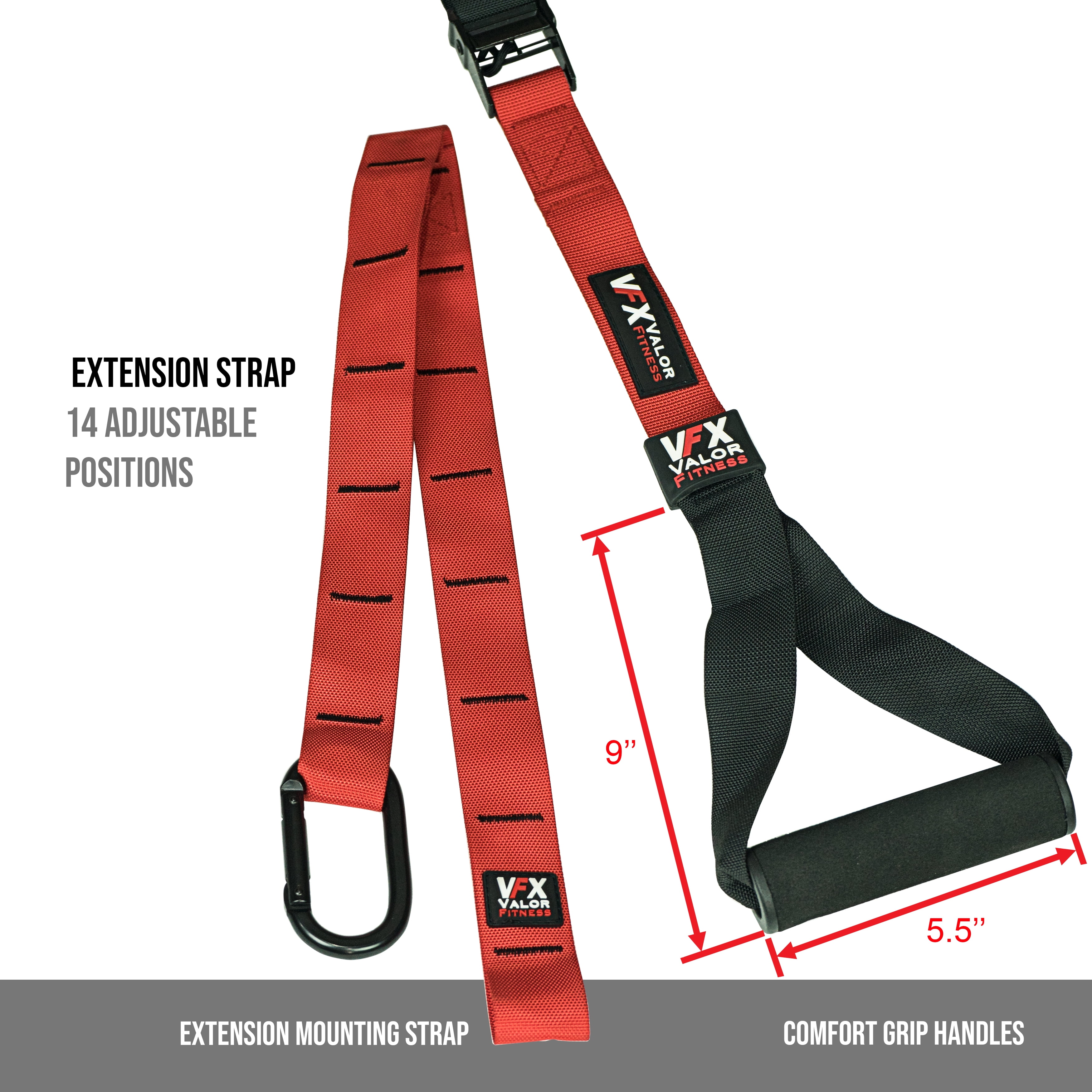 Valor Fitness Adjustable Bodyweight Suspension Strength Training Resistance Straps With Storage Bag - Portable VFX Full Body Home Gym Workout
