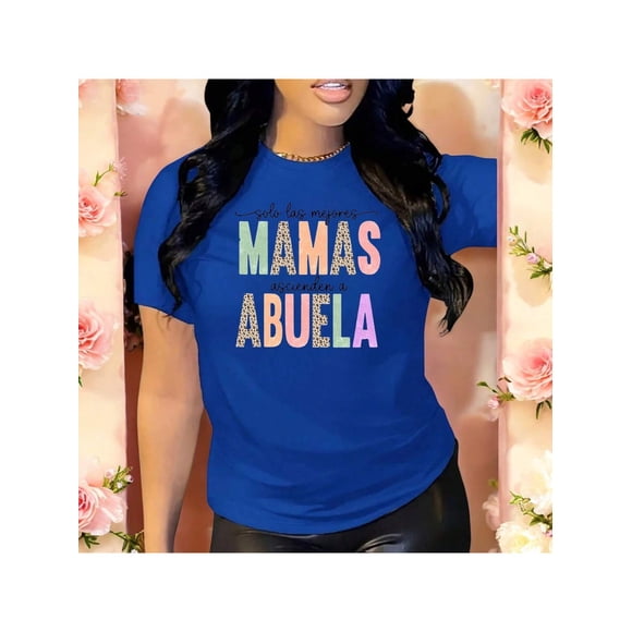 Playera Blusa Mujer Solo Las Mejores Mamás Ascienden a Abuela Regalo Tierno para Abuelas y Futuras Abuelas Color Azul Talla Mediana Marca Emil SaEs