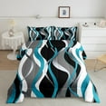 thumbnail image 2 of Manfei Minimalist Abstract Queen Comforter Set, Aesthetic Striped Bedding Sets, Gray White Black Teal Bedding Comforter Set, Microfiber Bedroom Decor, Reversible 3pcs, 2 of 8