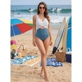 thumbnail image 5 of MOYIKO One Piece Swimsuits for Women Tummy Control High Waisted Bathing Suit Sexy V Neck Wrap Tie Back 1 Piece Swimsuit, 5 of 7