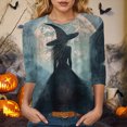 thumbnail image 2 of Godom 2025 Halloween Shirts for Women 3/4 Sleeve Ghost Graphic Tees Festival Tops Crew Neck T-Shirt, 2 of 6