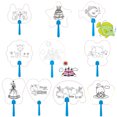 thumbnail image 1 of 10PCS Paddle Fan Blank Chinese Ancient Hand Fan Paper Fan for Child DIY, 1 of 10