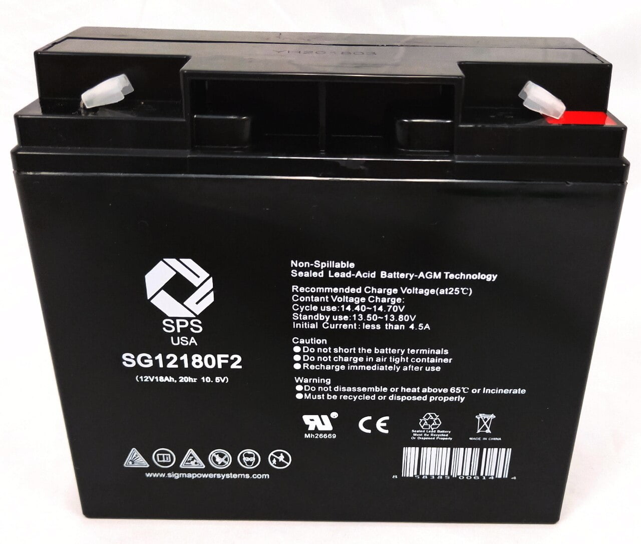 SPS Brand 12V 18 Ah terminal F2 Replacement Battery for SigmasTek SP12