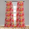 thumbnail image 5 of Ambesonne Flower Curtains, Watercolor Style Floral, Pair of 28"x95", Red and Orange, 5 of 5