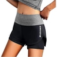 thumbnail image 3 of Women's Workout Gym 2 In 1 Shorts High Waist Quick Dry Yoga Fitness Gym Workout Shorts Sports Activewear StretchyL, 3 of 5